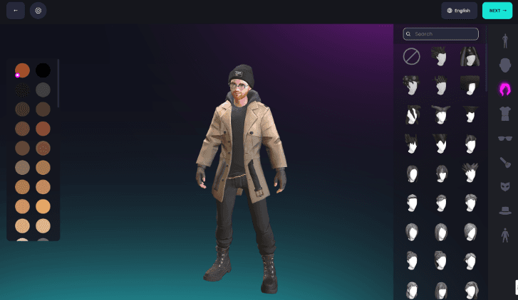 The avatar editor of Ready Player Me