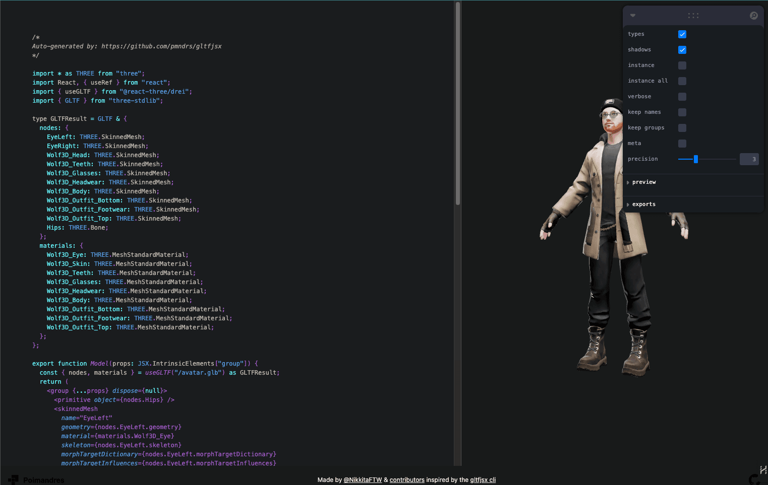 GLTF editor to generate React.js components
