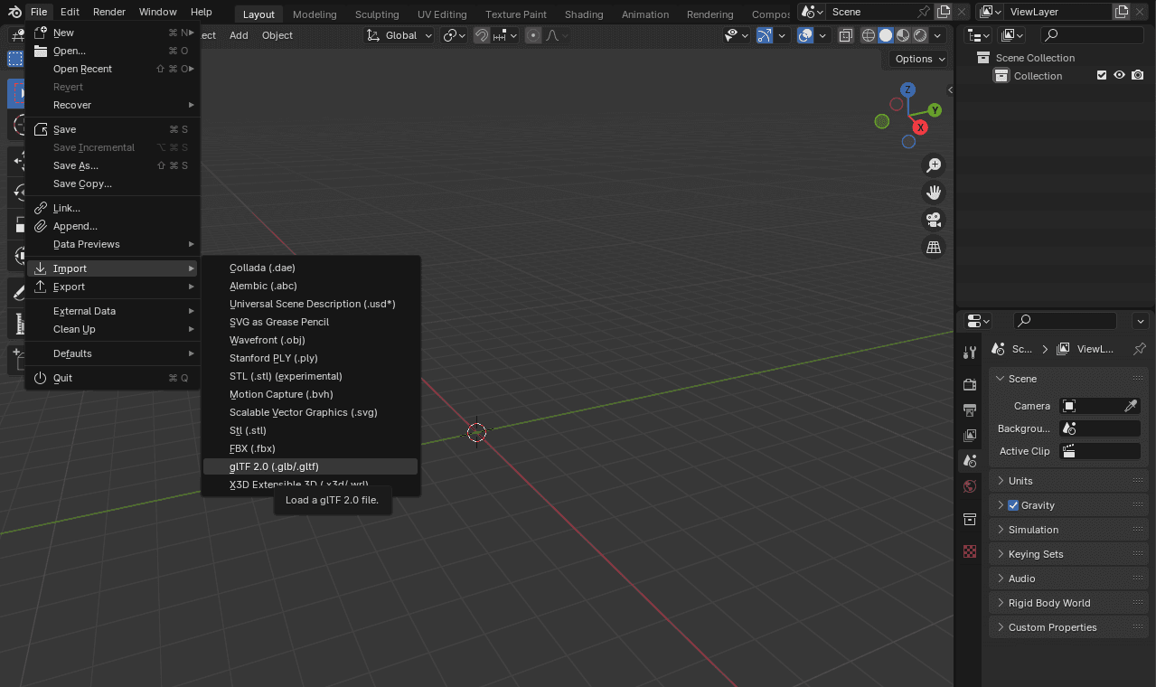 Import a .glb/.gltf file
