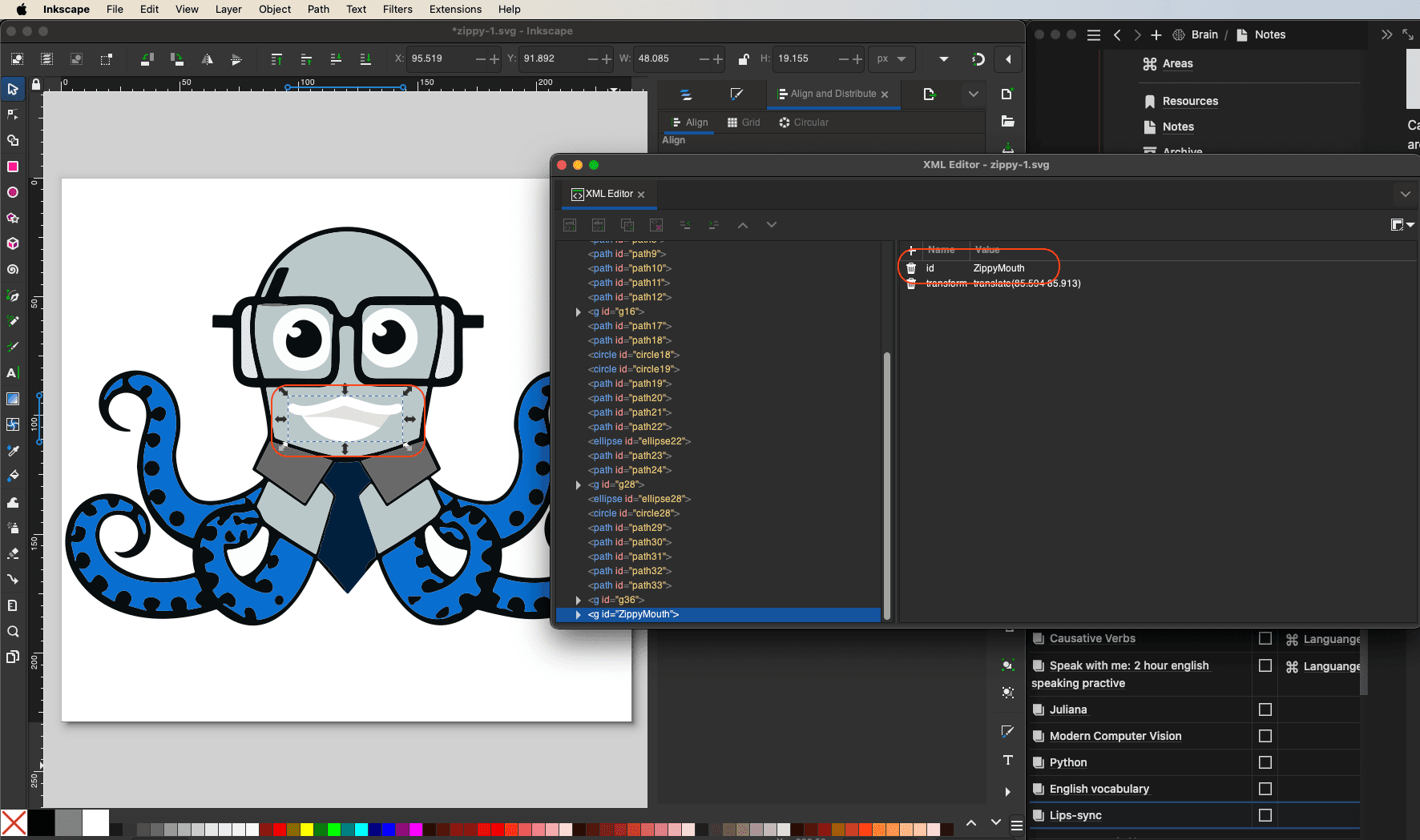 IDs de Visemas, fonemas y visemas.